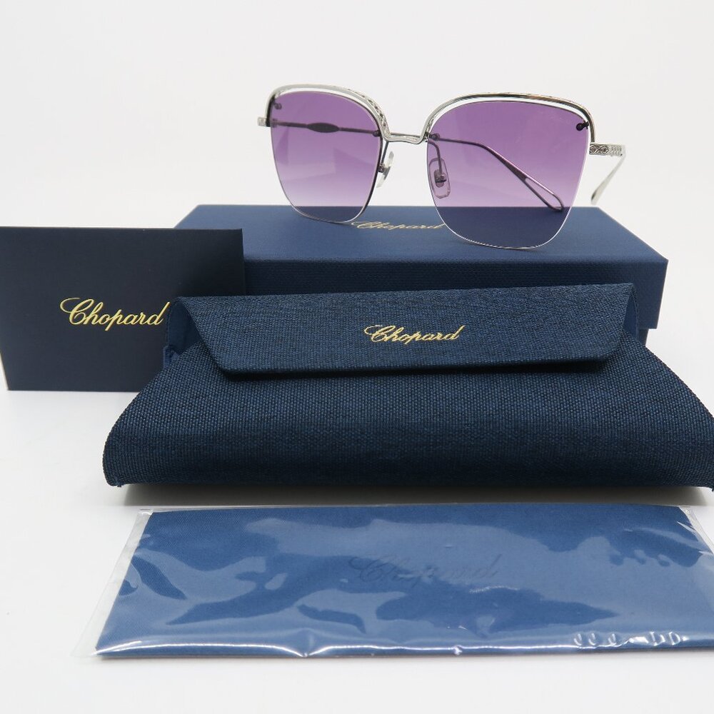 Chopard SCHD45S 0579 Silver/Gradient Titanium Square, New Women's Sunglasses.